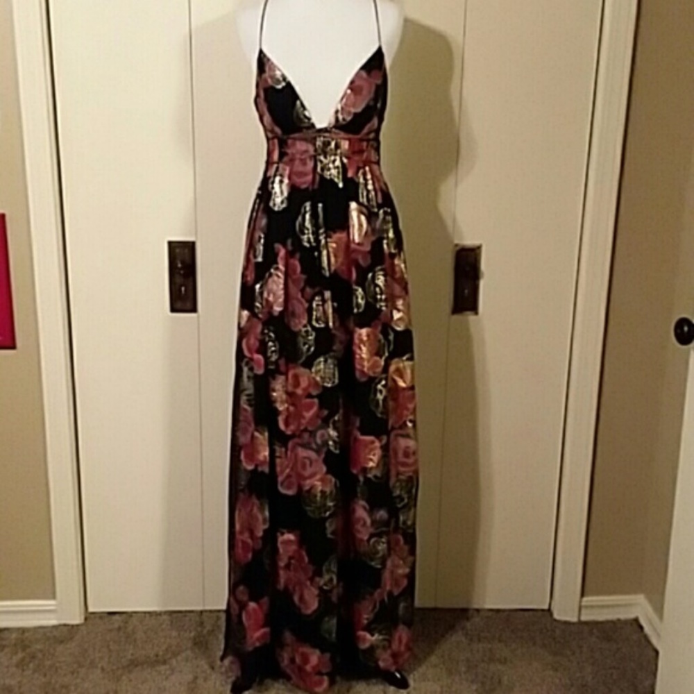 Free People Shadows Silk Blend Gown Black